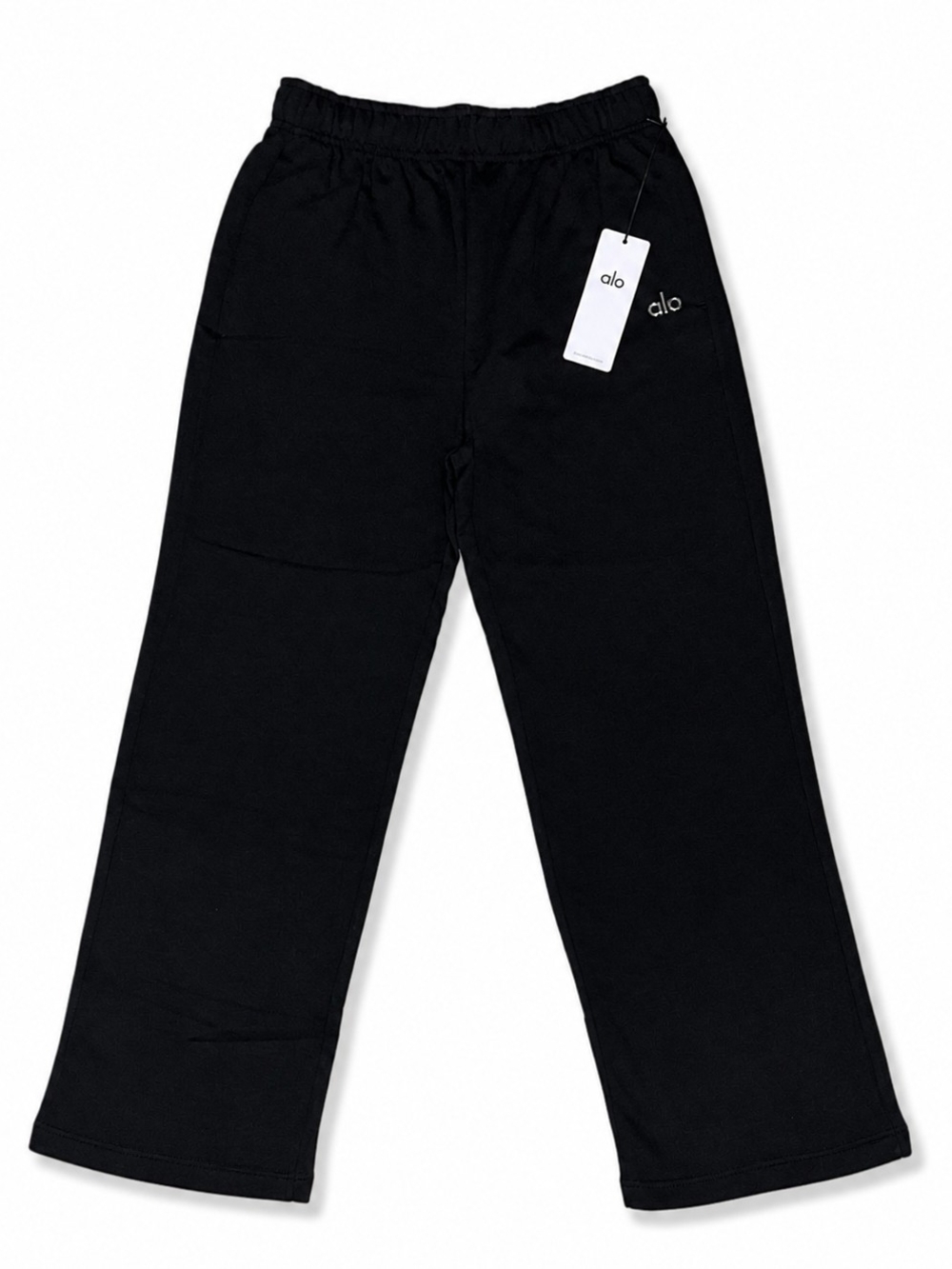 ALO Yoga Black Straight Leg Sweatpants Drawstring Athleisure
